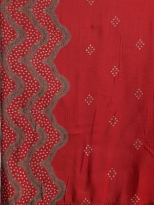 womens red printed anarkali kurta with trousers & dupatta 3