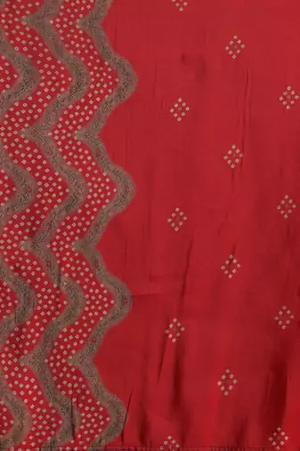 womens red printed anarkali kurta with trousers & dupatta