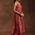 womens red printed anarkali kurta with trousers & dupatta