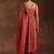 womens red printed anarkali kurta with trousers & dupatta