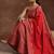 womens red printed anarkali kurta with trousers & dupatta