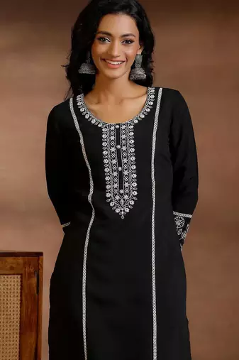 floral yoke design panelled sequinned kurta with trousers & dupatta