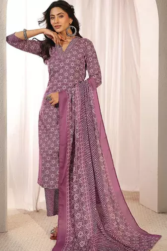 women ethnic motifs printed regular kurta with trousers & with dupatta
