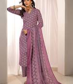women ethnic motifs printed regular kurta with trousers & with dupatta