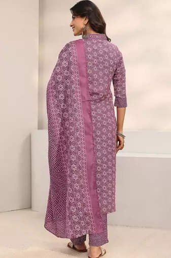 women ethnic motifs printed regular kurta with trousers & with dupatta