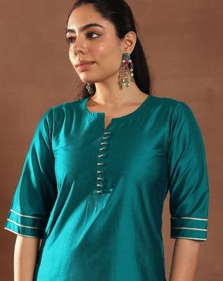 round neck gotta patti straight kurta with trousers & dupatta 3