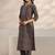 women ethnic motifs printed regular kurta with trousers & with dupatta