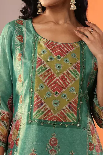 women ethnic motifs printed kurta with trouser & dupatta