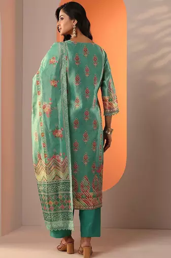 women ethnic motifs printed kurta with trouser & dupatta