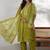 women bandhani printed regular sequinned kurta with trousers & with dupatta