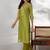 women bandhani printed regular sequinned kurta with trousers & with dupatta