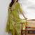 women bandhani printed regular sequinned kurta with trousers & with dupatta