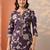 floral printed notch-neck thread work straight kurta & trousers with dupatta