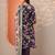 floral printed notch-neck thread work straight kurta & trousers with dupatta