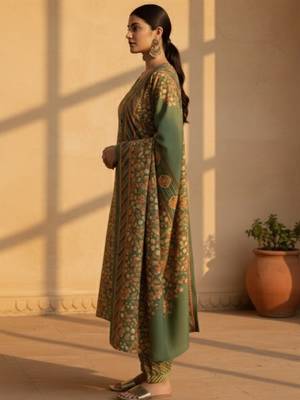 floral printed regular mirror work kurta with salwar & dupatta 3