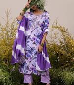 floral embroidered regular kurta with trousers & dupatta