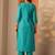 women ethnic motifs embroidered regular thread work kurta with trousers