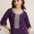 purple floral embroidered sequinned a-line kurta with trousers & dupatta