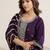 purple floral embroidered sequinned a-line kurta with trousers & dupatta