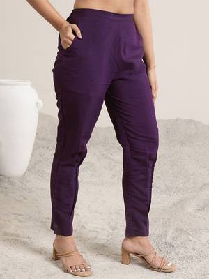 purple floral embroidered sequinned a-line kurta with trousers & dupatta 7