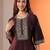 women floral yoke design pleated regular kurta with trousers