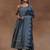 womens blue printed anarkali kurta with trousers & dupatta