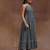 womens blue printed anarkali kurta with trousers & dupatta