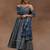 womens blue printed anarkali kurta with trousers & dupatta