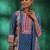 floral printed mirror work linen kurta with trousers & dupatta
