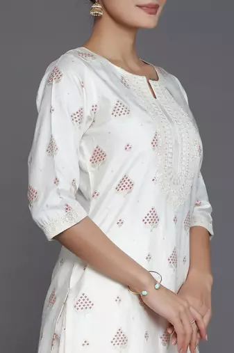 floral printed regular sequinned kurta with salwar & dupatta