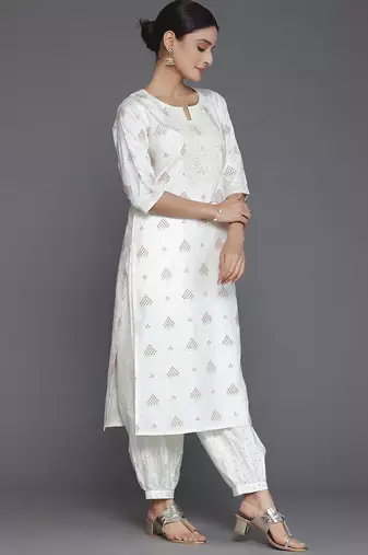 floral printed regular sequinned kurta with salwar & dupatta