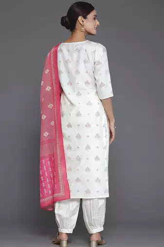floral printed regular sequinned kurta with salwar & dupatta