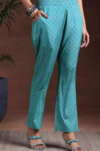 ethnic motifs printed notch neck straight kurta with trousers & dupatta