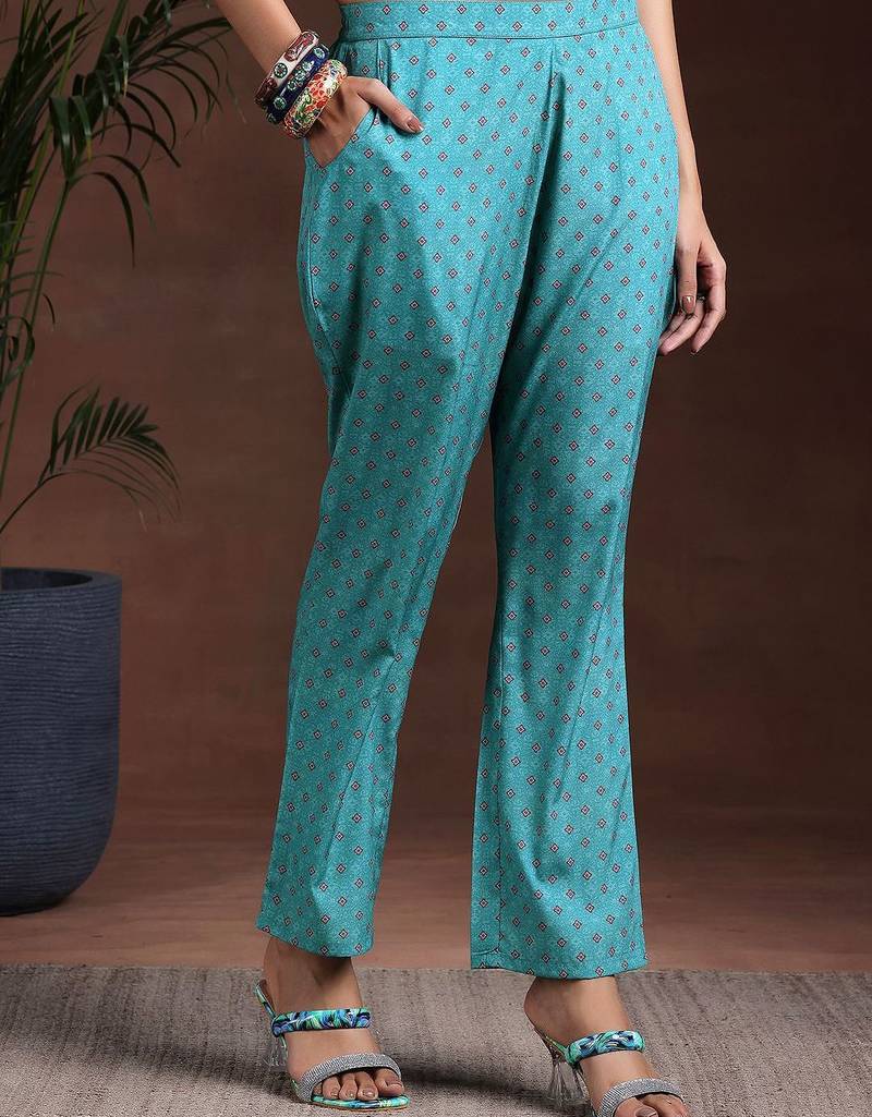 ethnic motifs printed notch neck straight kurta with trousers & dupatta