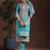 ethnic motifs printed notch neck straight kurta with trousers & dupatta