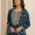 floral embroidered round neck silk blend kurta with trousers & dupatta