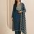 floral embroidered round neck silk blend kurta with trousers & dupatta
