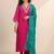 floral yoke design v-neck zari straight kurta with trousers and dupatta