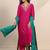 floral yoke design v-neck zari straight kurta with trousers and dupatta