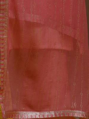 ethnic embroidered sequinned u-neck straight kurta with trouser and dupatta 4
