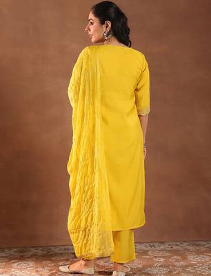 floral yoke design kurta with trouser & dupatta 5