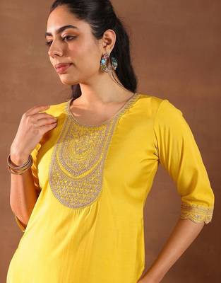 floral yoke design kurta with trouser & dupatta 6