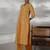 paisley printed thread work v-neck  cotton kurta with trouser & dupatta