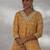 paisley printed thread work v-neck  cotton kurta with trouser & dupatta