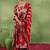 floral printed v-neck sequinned a-line kurta with salwar & dupatta