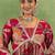 floral printed v-neck sequinned a-line kurta with salwar & dupatta