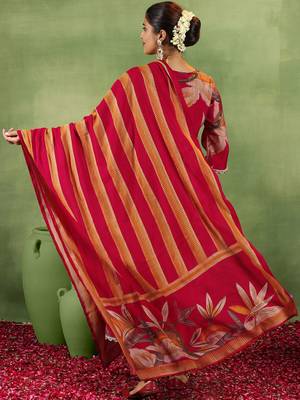 floral printed v-neck sequinned a-line kurta with salwar & dupatta 5