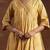 womens yellow printed anarkali kurta with trousers & dupatta
