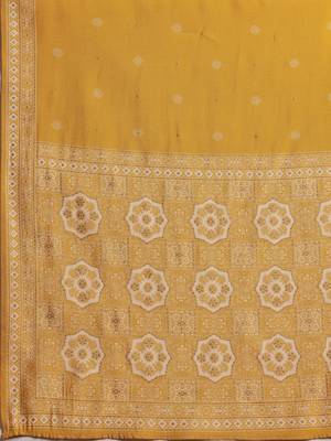 womens yellow printed anarkali kurta with trousers & dupatta 5