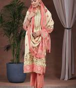 floral printed keyhole neck straight kurta with trousers & dupatta